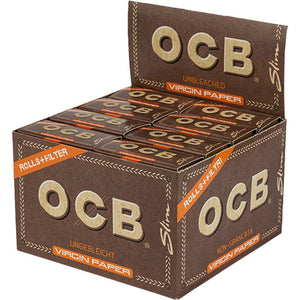 OCB Unbleached Rolls + Tips Virgin Paper 16